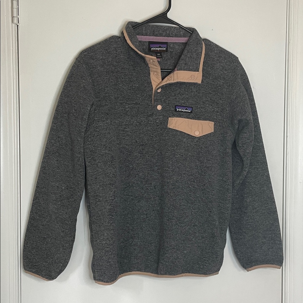 Patagonia Charcoal and Beige Fleece Pullover